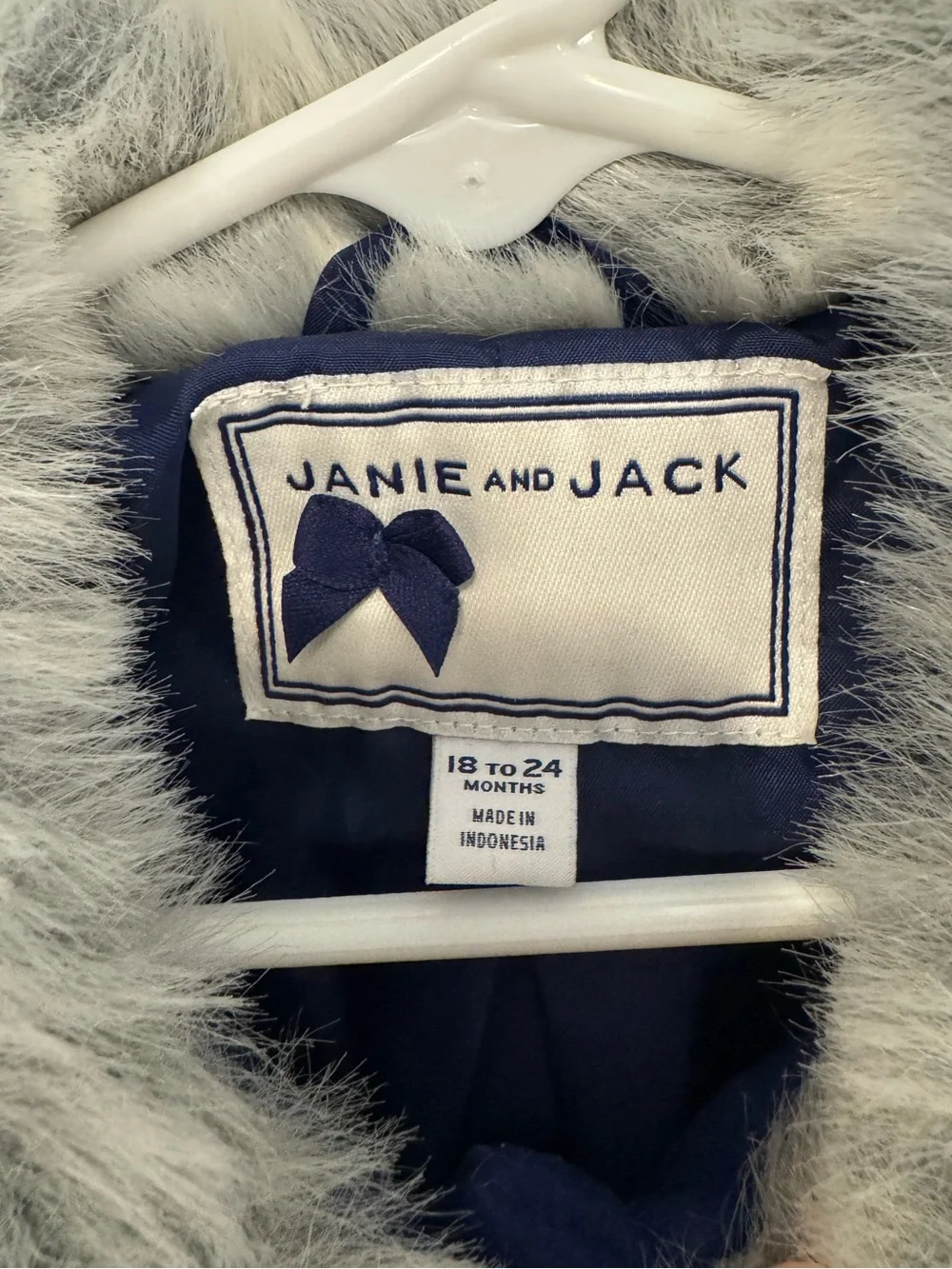 NWOT Janie and Jack Royal Blue Coat w/ Faux Fur Collar & Pom Details (12–24M) 💙